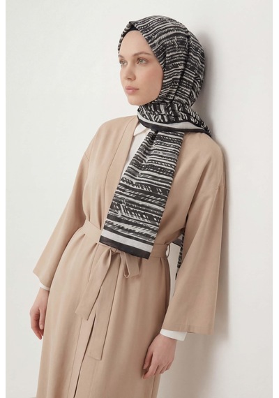 Silk Home Şerit Desen Siyah 75x195 Soft Şal Çok Renkli