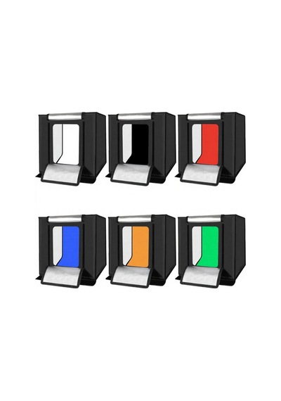 40x40 Cm 2x32 Led Işıklı Taşınabilir Fotoğraf Çekim Çadırı Stüdyo Kutusu 6 Farklı Fon Çok Renkli