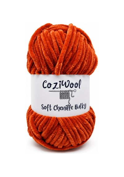 Kadife İp Soft Chenille Bulky 5'li Paket 5x100 Gr 120 Mt El Örgü İpi Kiremit - 875823131