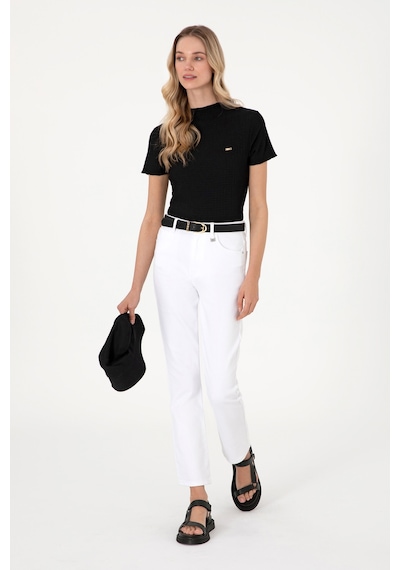 U.S. Polo Assn. Kadın Siyah Dik Yaka Tişört 50312951-VR046