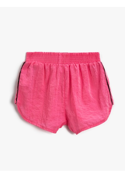Koton Mini Şort Şerit Detaylı Beli Lastikli Neon Pembe 2skg40102aw Neon Pembe