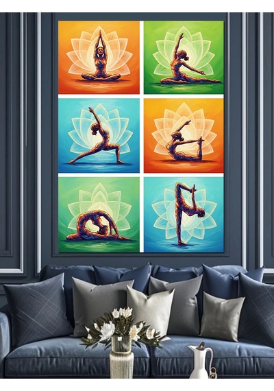 Yoga Pozları Sağlıklı Yaşam Dekoratif Kanvas - Mdf Ahşap Tablo