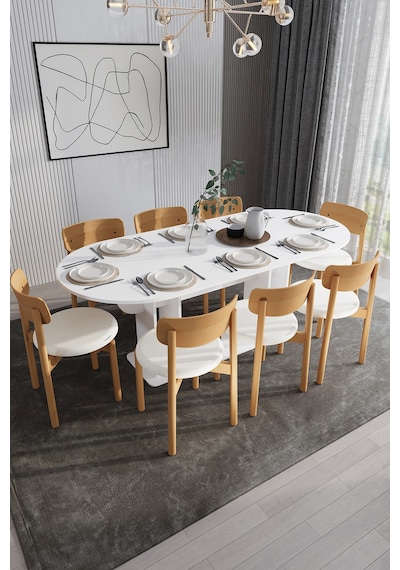 Modern 8 Kişilik Mutfak Yemek Masası Ve Sandalye %100 Mdf Mutfak Yemek Odası Masası Takımı Ymt08 Beyaz Modern 8 Kişilik Mutfak Yemek Masası Ve Sandalye %100 Mdf Mutfak Yemek Odası Masası Takımı Ymt08 Beyaz