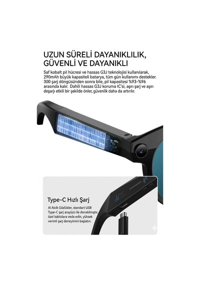 Arpag Import Kameralı Akıllı Gözlük, Bluetooth Bağlantılı, Hd Video Kayıt, Yapay Zeka Destekli
