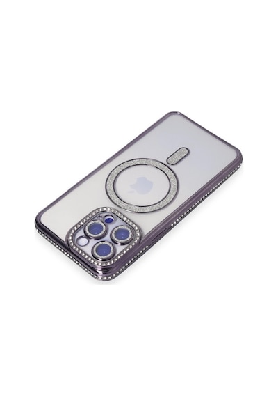 Newface - 132 - Apple iPhone Uyumlu 15 Pro Max Kılıf Joke Simli Magneticsafe Kılıf - - Ece-umay - Derin Mor