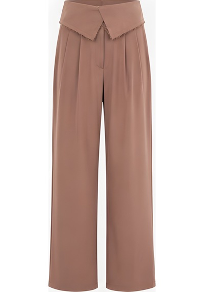 Lili Woman Kadın Drapeli Yüksek Bel Wide Leg Pantolon Kahve 51296