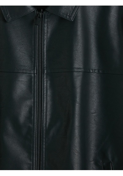 Lcwaıkıkı Classic Siyah Regular Fit Erkek Deri Görünümlü Ceket