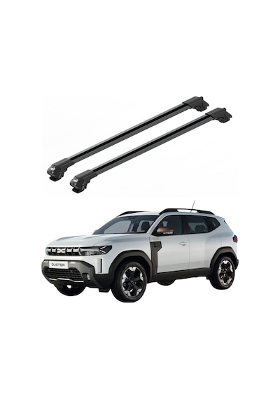 Dacia Duster 2018 2024 Uyumlu Trs-1 Kilitli Sistem Ara Atkı Tavan Barı Siyah 2 Adet