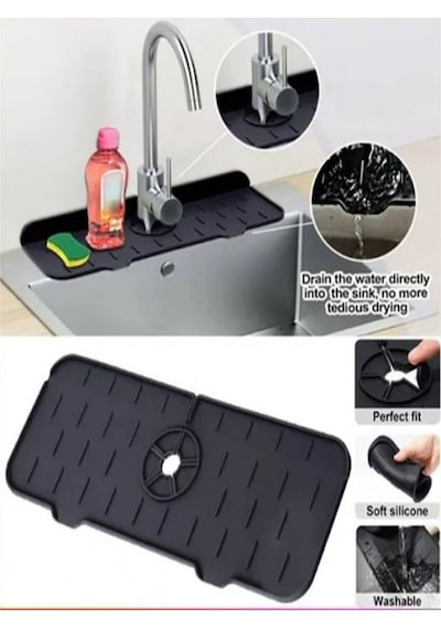 Mutfak Banyo Lavabo Kenarı Silikon Matı Plastik Gri Diğer