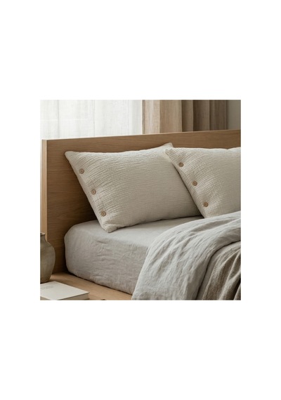 Cloud Rest 4 Kat Müslin Yastık Kılıfı 2'li Set 50x70 Cm %100 Pamuk Nefes Alan Yumuşak Dokulu Bej