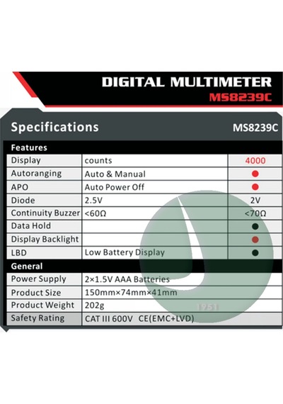 Mastech Ms8239c Dijital Multimetre Mastech Ms8239c Dijital Multimetre