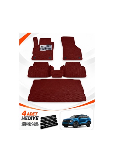 Kia Sportage-hybrid 2021-2026 Uyumlu Eva Oto Paspas Bagaj Paspası Dahil Bordo
