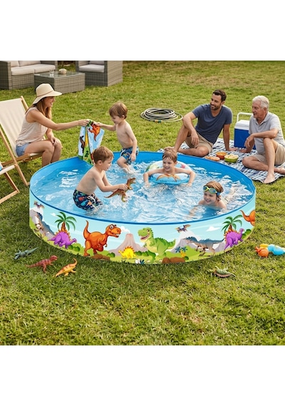 Dinozor Temalı Sert Duvarlı Çocuk Havuzu 180 Cm X 40 Cm 51507 Çok Renkli