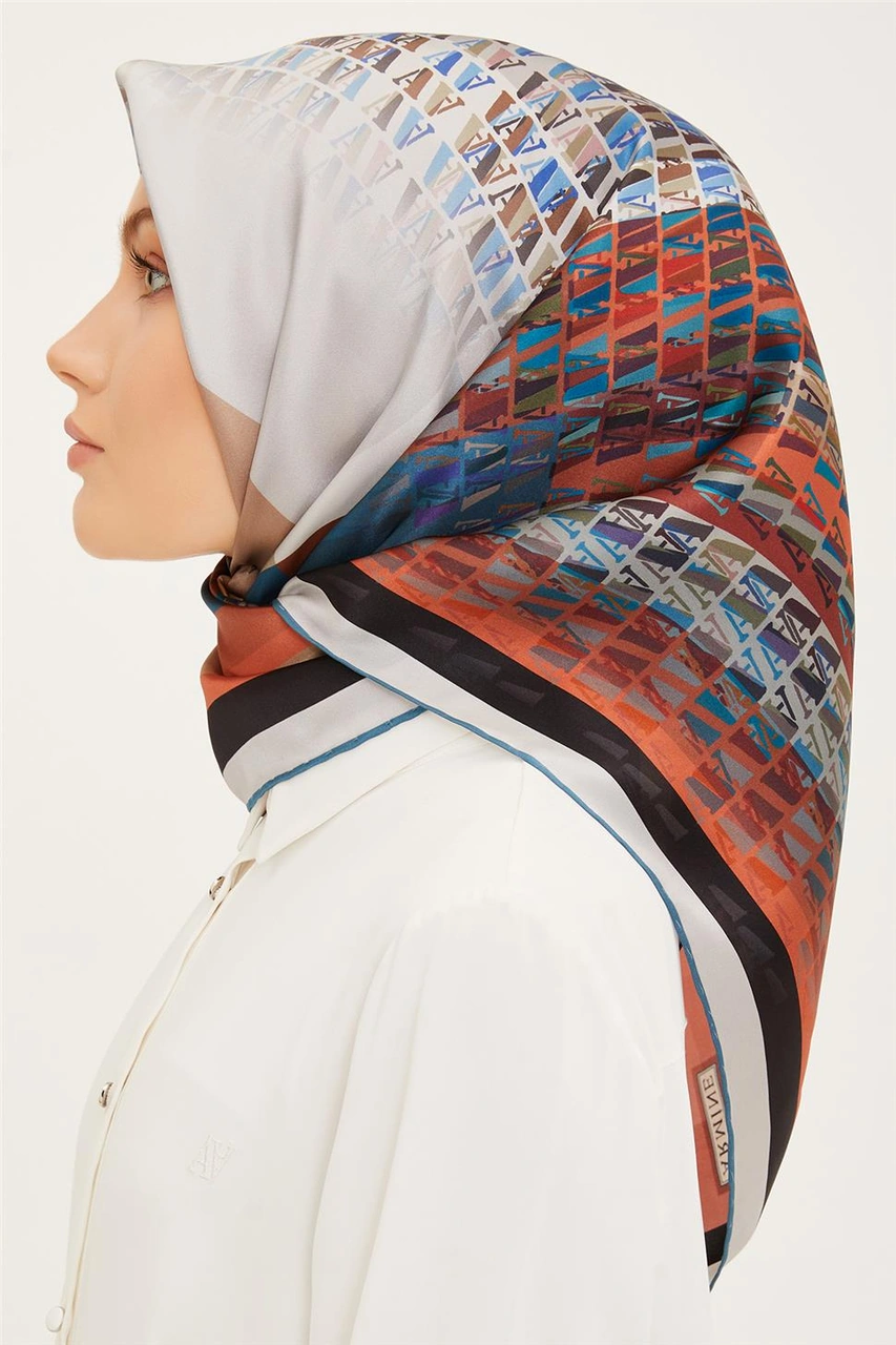Armine Twill İpek Eşarp 23ya8934 33 Turuncu
