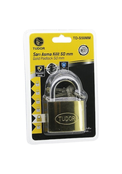 Tudor Td-s50mm Vakumlu 50mm Sarı Kısa Kancalı Asma Kilit- 12'li Paket Diğer