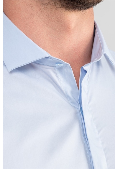 Tudors Süper Slim Fit Dar Kesim Erkek Gömlek-15232 Mavi