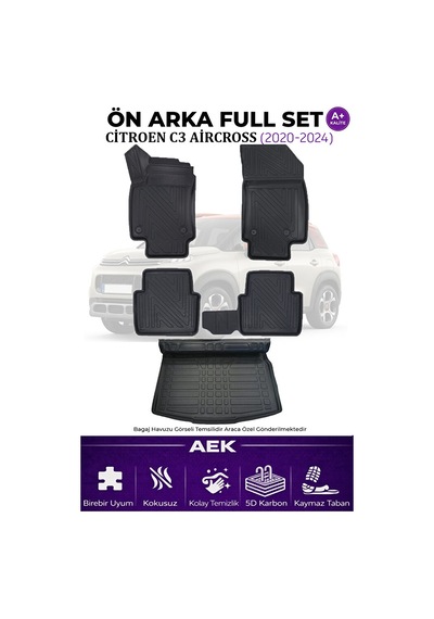 Citroen C3 Aircross 2024+ D Karbon Paspas Takımı +3d Pvc Alt Baga