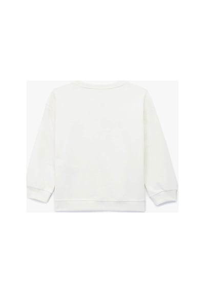Koton Kız Bebek Pamuklu Uzun Kollu Bisiklet Yaka Baskılı Sweatshirt Ekru