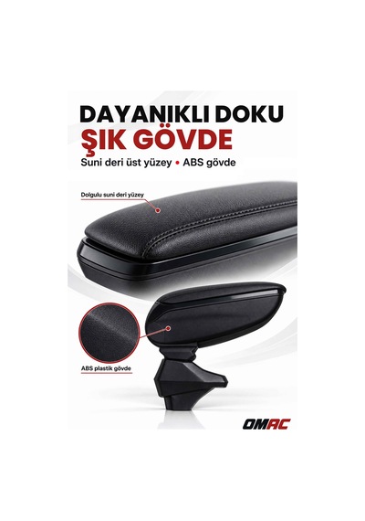 Kia Picanto 2011-2017 Adaptörlü Model Uyumlu Kolçak Kol Dayama Siyah Suni Deri Araca Özel