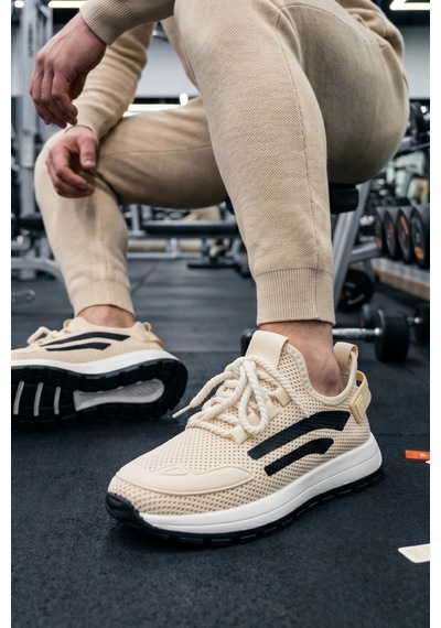 In Step Stratomesh Krem Kalın Tabanlı Erkek Spor Ayakkabı Rahat Günlük Sneaker
