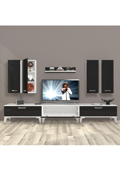 Decoraktiv Eko 8d Slm Silver Tv Ünitesi Tv Sehpası Beyaz - Siyah
