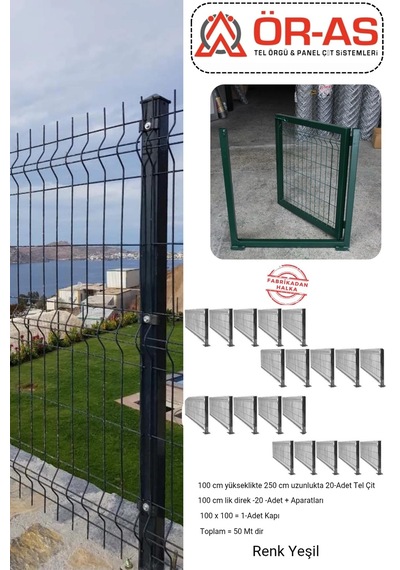 Panel Çit Takım 100 Cm Yükseklik 50 Mt Uzunluk 100 X 100 Kapı -