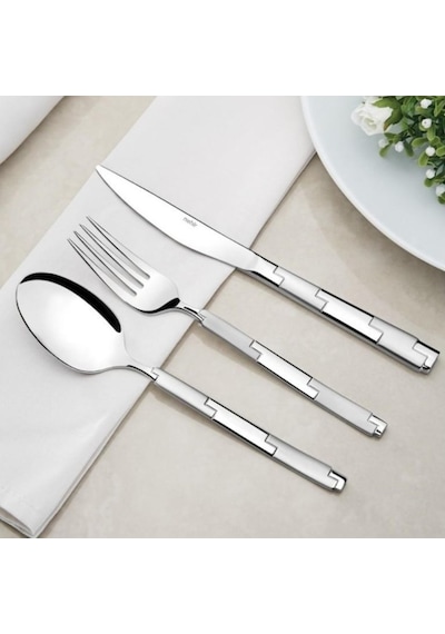 Nehir 12 Adet Londra Model Satenli Pasta Bıçak 304 Kalite 10 mm Gümüş