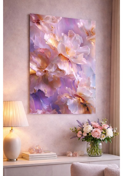 Kırılmaz Cam Tablo 5mm Kalın - Ev İşyeri Duvar Dekorasyonu Çiçek Tasarımlar Dikey - Botanik Floral Renkli Zarif Salon Ofis Temperli Uv Baskı Hediyelik Şık