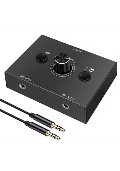 6077 Ses Kulaklık Hoparlör 2 Port Aux Switch Çoklayıcı Çevirici 3.5mm Stereo Audio Seçici