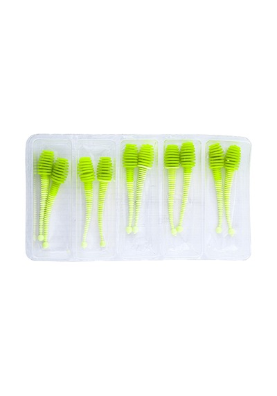 Silikon Kurt Yem - 2,1g 70mm - Fishack Wormix - 10 Adet - Uv - Yeşil/beyaz