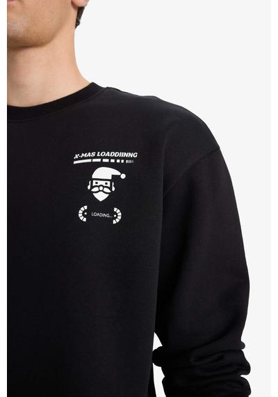 Defacto Boxy Fit Baskılı Sweatshirt F2626ax25wnbk81 Siyah-bk81