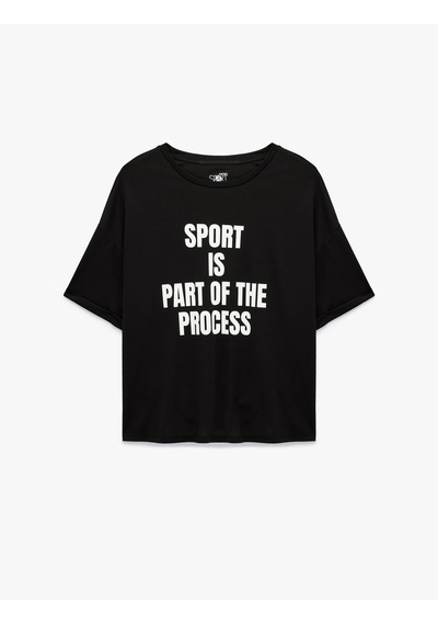Koton Baskılı Yarım Kol Bisiklet Yaka Oversize Spor Tişört Siyah 6sak10228nk Koton Baskılı Yarım Kol Bisiklet Yaka Oversize Spor Tişört Siyah 6sak10228nk