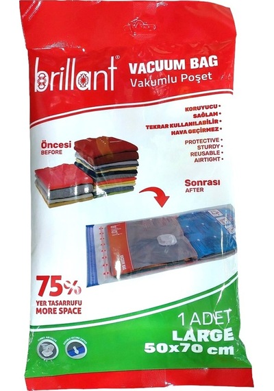 Brillant Vakumlu Hurç, 3lü Set, Large Boy 50x70 Şeffaf
