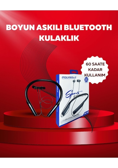 Polygold Pg-100 Bluetooth 5.0 Boyun Bantlı Kulaklık - 50 Saat Konuşma Süresi Type-c Şarj