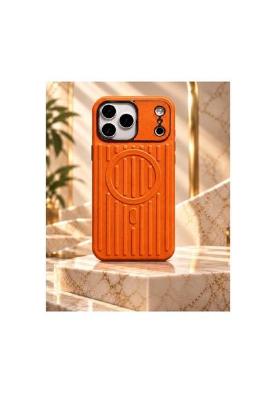 İphone 17 Pro Max Magsafe Uyumlu Premium Deri Dokulu Kılıf Sunset Orange - 935682214 Sunset Orange