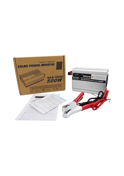 İnverter 12v 220v Çevirici, Araç İçi Güç Dönüştürücü Oto Adaptör, Solar Akü Bağlantılı Çift Voltaj Korumalı Alüminyum Kasa Modifiye Sinüs İnvertör