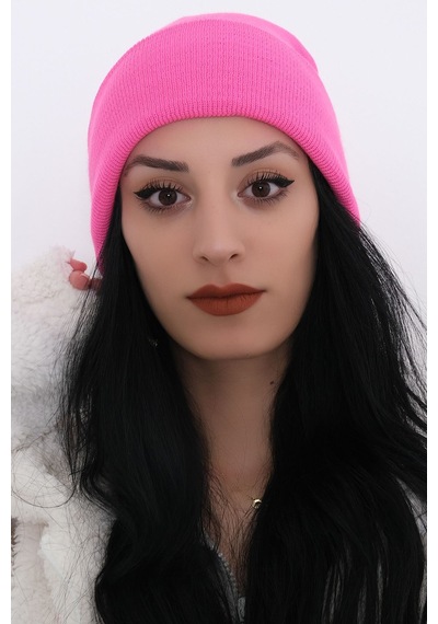 Kadın Katlamalı Bere Pembe