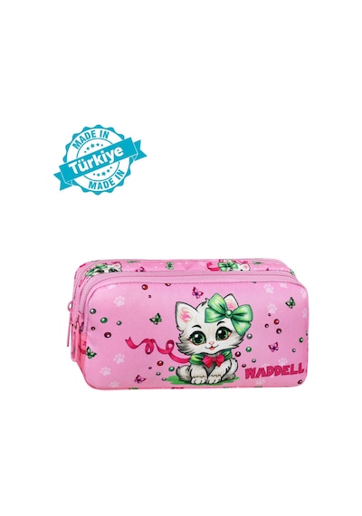 Waddell Pembe Kedi Desenli 2 Cepli Kalem Kutusu,kalemlik