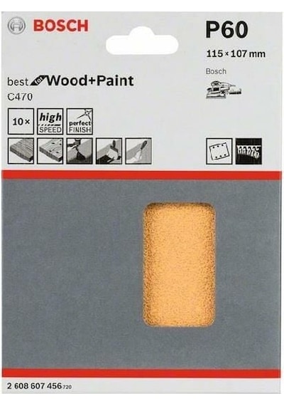 Bosch Best for Serisi Ahşap Zımpara 115 x 107 mm 60 kum 6 Delik -2608607456