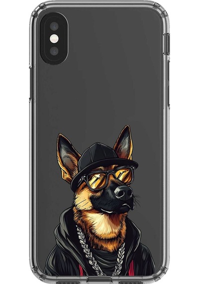 Apple Uyumlu iPhone X Şeffaf Kılıf Cool Köpek Tasarımlı