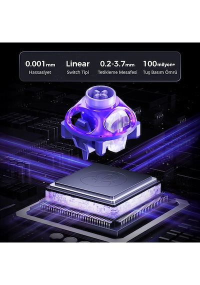 Gravastar Mercury V60 Pro Hall Effect Manyetik Switch Gaming Klavye, Hot-swappable, Rapid Trigger, 8