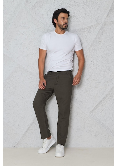 Blayn Jeans Erkek Fileto Cepli Yazlık Keten Pantolon Haki Kahverengi