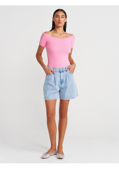 Dilvin 31922 Kısa Kollu T-shirt-pembe Pembe