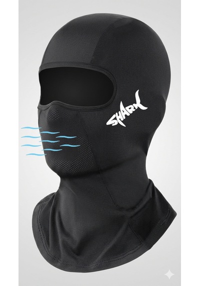 Flex Premium Reflektörlü Siyah Kar Maskesi Shark Balaklava Balaclava Motorsiklet Scooter Bisiklet Spor