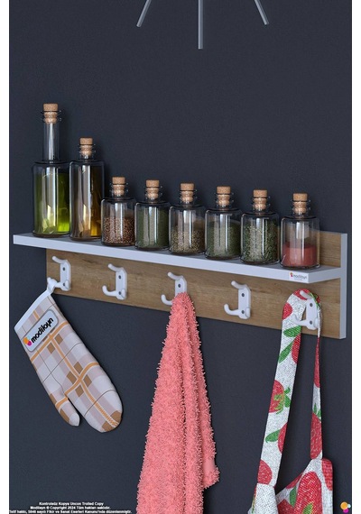Kedi 15 Kancalı Mutfak Askısı 3'lü Set 66,4x19 Cm - Şık Tasarım, Çok Amaçlı Düzenleyici Ve Yer Tasarrufu 70 Cm