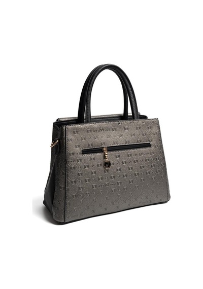 Silver Polo Sp1264 Kadın El Çantası Logolu Platin-siyah