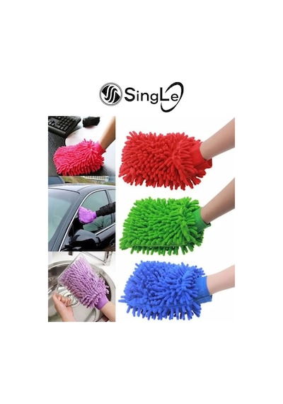 Mikrofiber Şönil Temizlik Bezi Makarna Eldiven Oto Yıkama Köpükleme Eldiveni