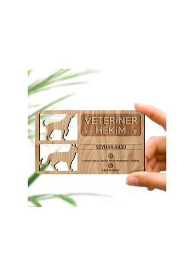 Kişiye Özel Mesleki veteriner Hekim Ahşap Kartvizit (Model 2-2) 5