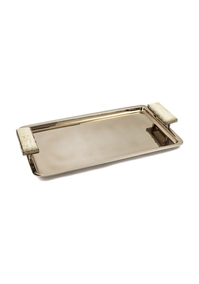 Mikasa Moor Bronz Traverten Mermer Kulplu Tepsi 52x30x7 Cm