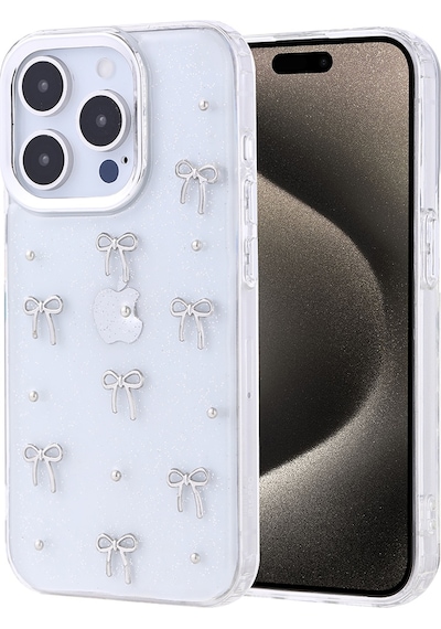 Apple Uyumlu iPhone 15 Pro Kılıf Airbag Tasarımlı Simli Şeffaf Zore Kutup Kapak Fiyonk